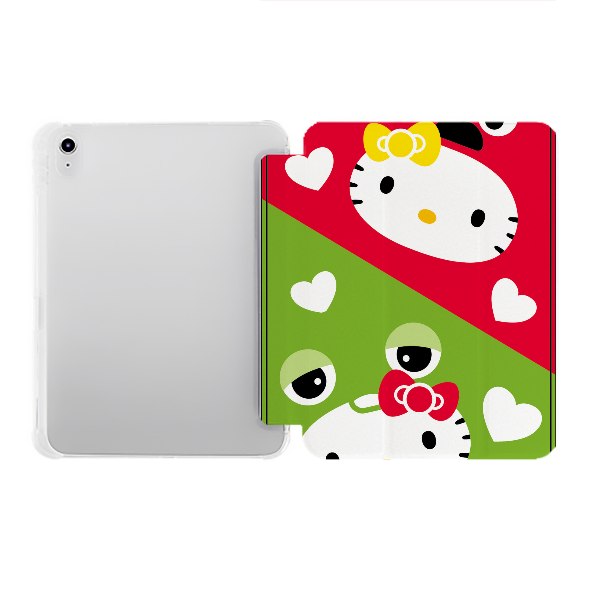 （画像用） Hello Kitty ハローキティ IPad ケース ペン収納付き 三つ折りスタンド PUレザー×シリコン 対応機種9.5/10.5/10.9インチ